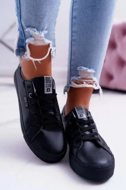 Discount Damskie Skórzane Tenisówki Big Star EE274314 Czarne Damskie Trampki Damskie Big Star|Trampki Damskie Niskie