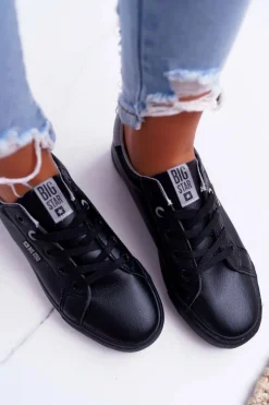 Discount Damskie Skórzane Tenisówki Big Star EE274314 Czarne Damskie Trampki Damskie Big Star|Trampki Damskie Niskie