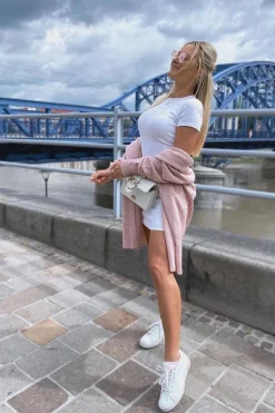 Damskie Skórzane Tenisówki BIG STAR II274033 Biało-Różowe Damskie Trampki Damskie Big Star|Trampki Damskie Niskie