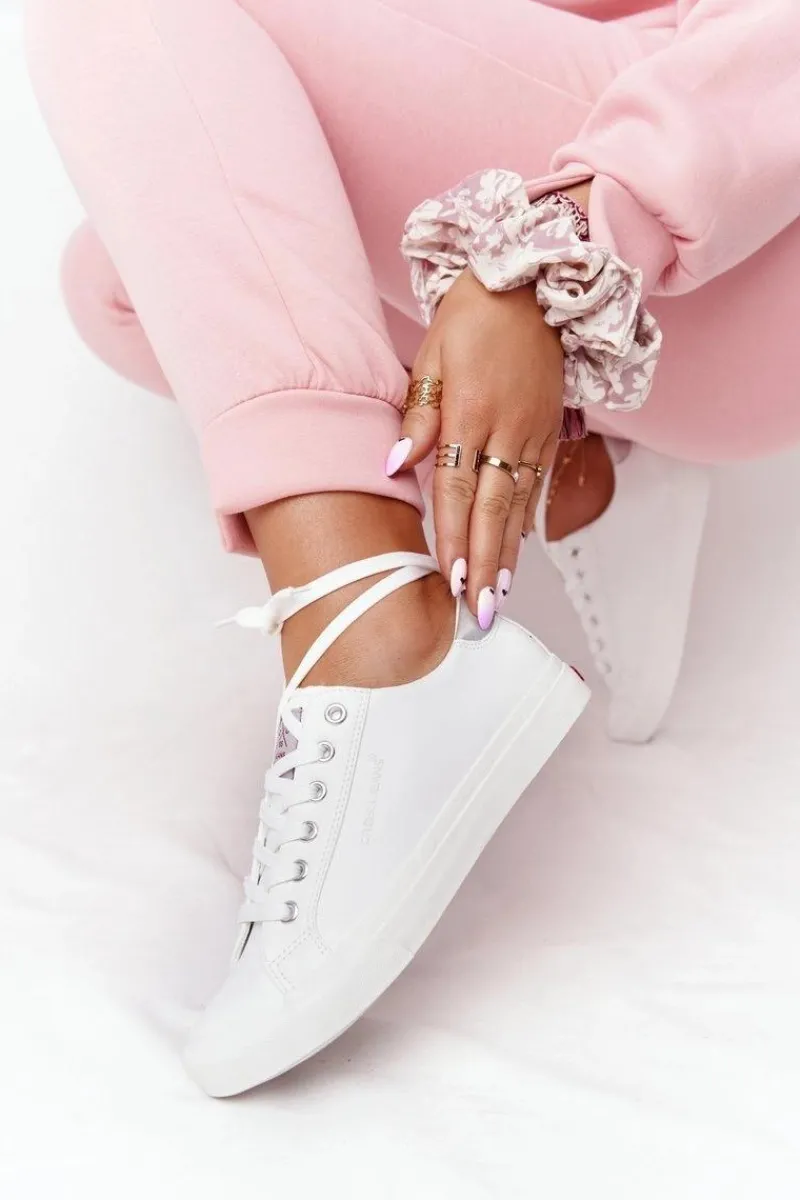 Online Cross Jeans Damskie Skórzane Tenisówki HH2R4001C Białe