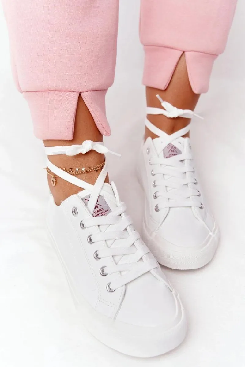 Online Cross Jeans Damskie Skórzane Tenisówki HH2R4001C Białe