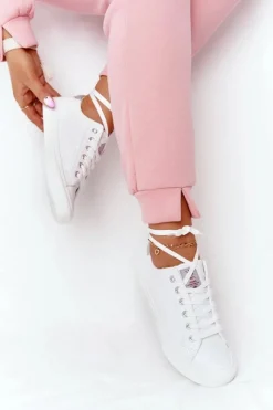 Online Cross Jeans Damskie Skórzane Tenisówki HH2R4001C Białe