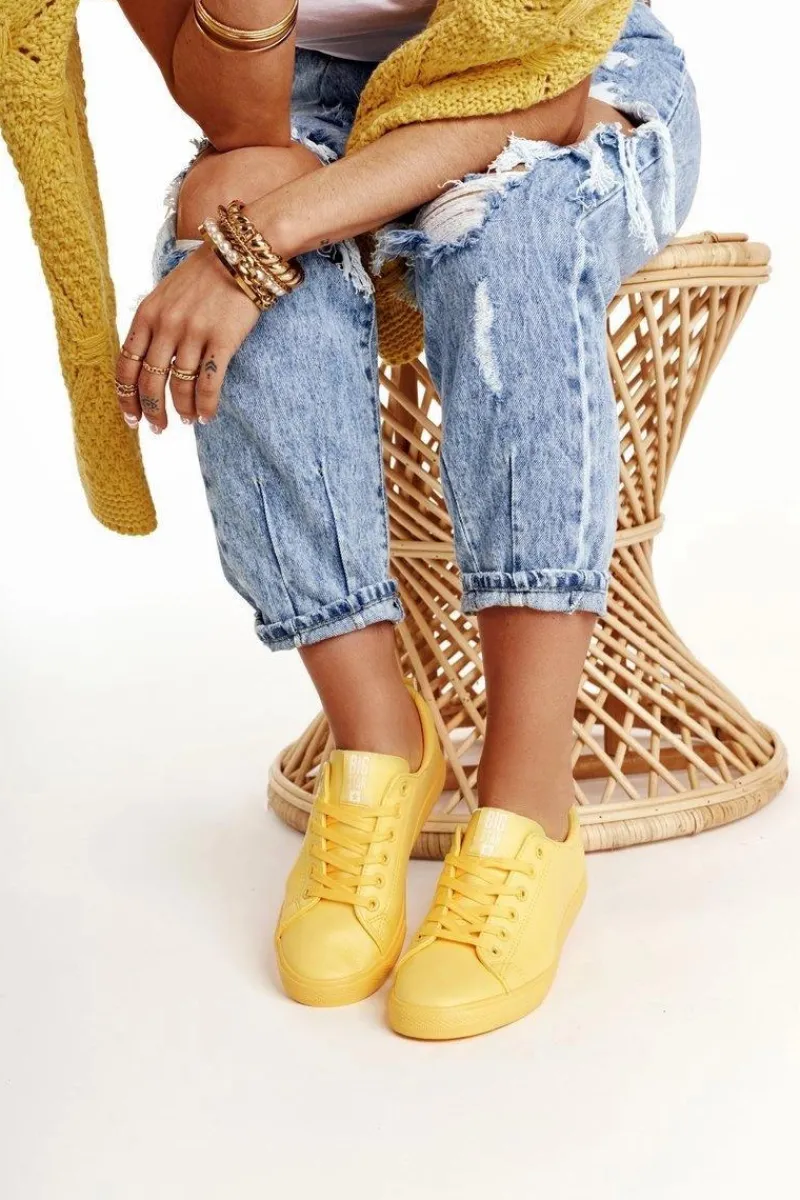 Trampki Damskie Big Star|Trampki Damskie Niskie>Big Star Shoes Damskie Skórzane Tenisówki BIG STAR HH274142 Żółte