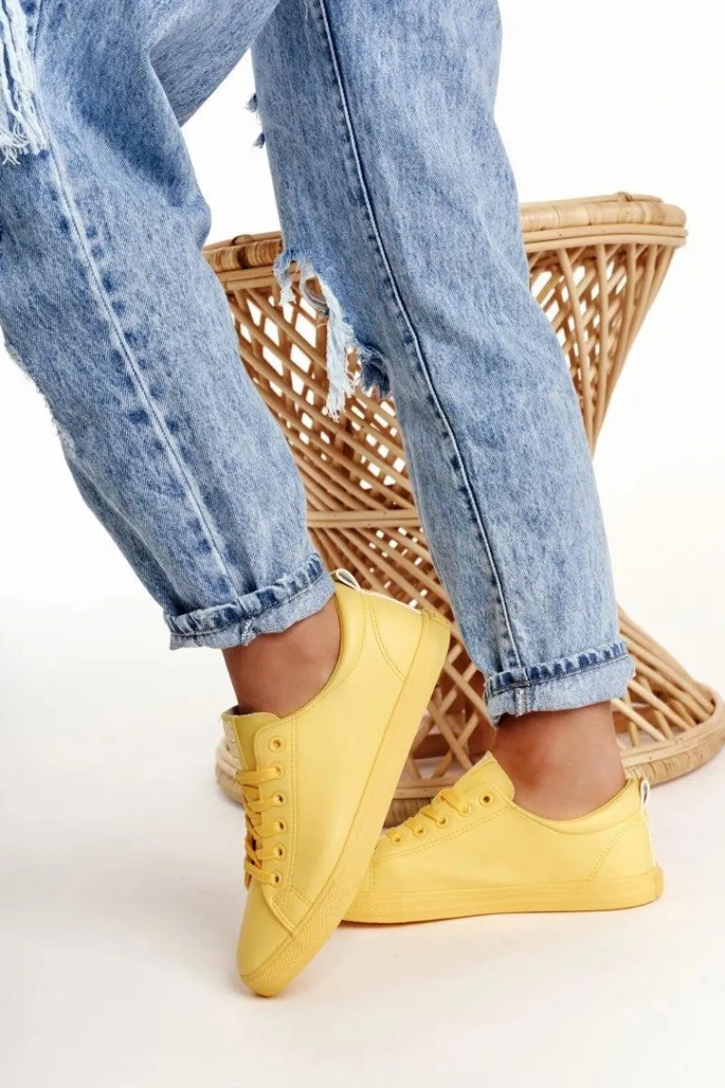 Trampki Damskie Big Star|Trampki Damskie Niskie>Big Star Shoes Damskie Skórzane Tenisówki BIG STAR HH274142 Żółte