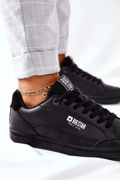 Clearance Damskie Skórzane Tenisówki Memory Foam BIG STAR II274320 Czarne Damskie Trampki Damskie Big Star|Trampki Damskie Niskie