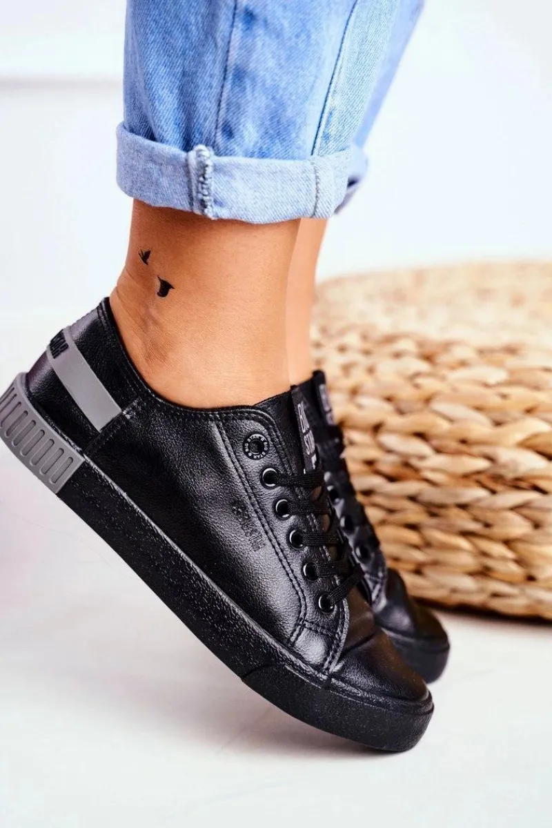 Trampki Damskie Big Star|Trampki Damskie Niskie>Big Star Shoes Damskie Skórzane Tenisówki BIG STAR FF274177 Czarno Szare