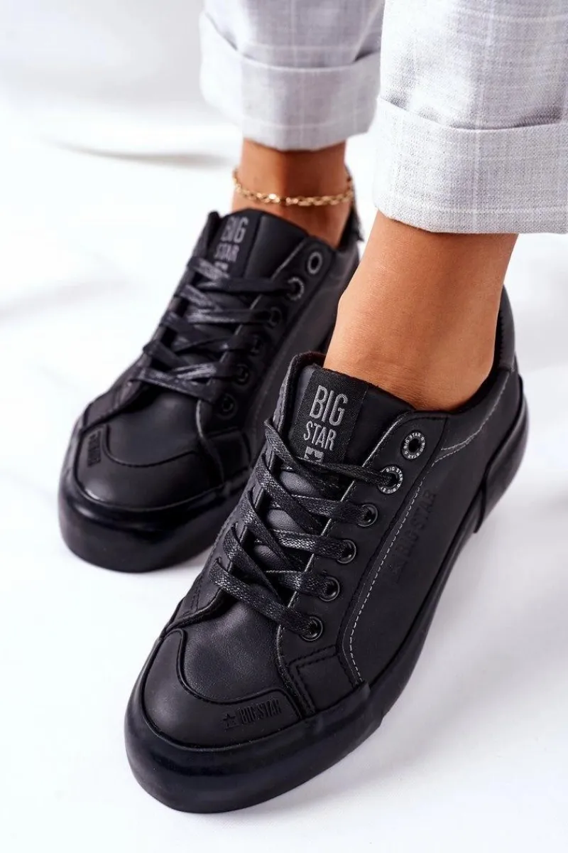 Trampki Damskie Big Star|Trampki Damskie Niskie>Big Star Shoes Damskie Skórzane Tenisówki BIG STAR II274029 Czarne