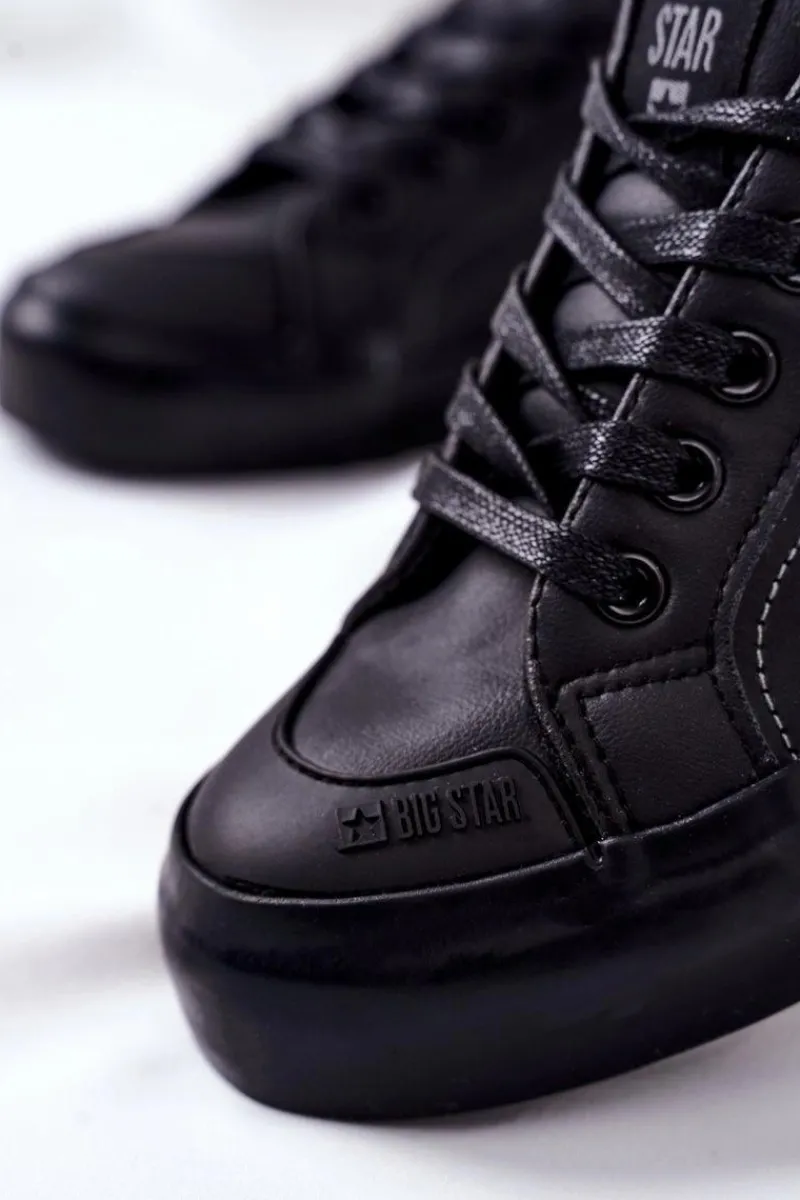 Trampki Damskie Big Star|Trampki Damskie Niskie>Big Star Shoes Damskie Skórzane Tenisówki BIG STAR II274029 Czarne