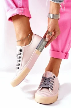 Hot Damskie Skórzane Trampki BIG STAR II274133 Różowe Damskie Trampki Damskie Big Star|Trampki Damskie Niskie