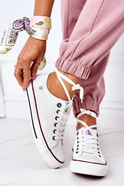 Trampki Damskie Big Star|Trampki Damskie Niskie>Big Star Shoes Damskie Skórzane Trampki BIG STAR II274001 Białe