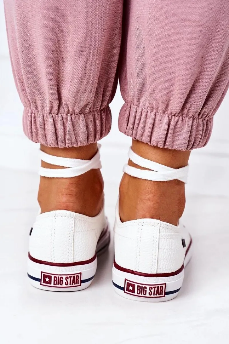 Trampki Damskie Big Star|Trampki Damskie Niskie>Big Star Shoes Damskie Skórzane Trampki BIG STAR II274001 Białe