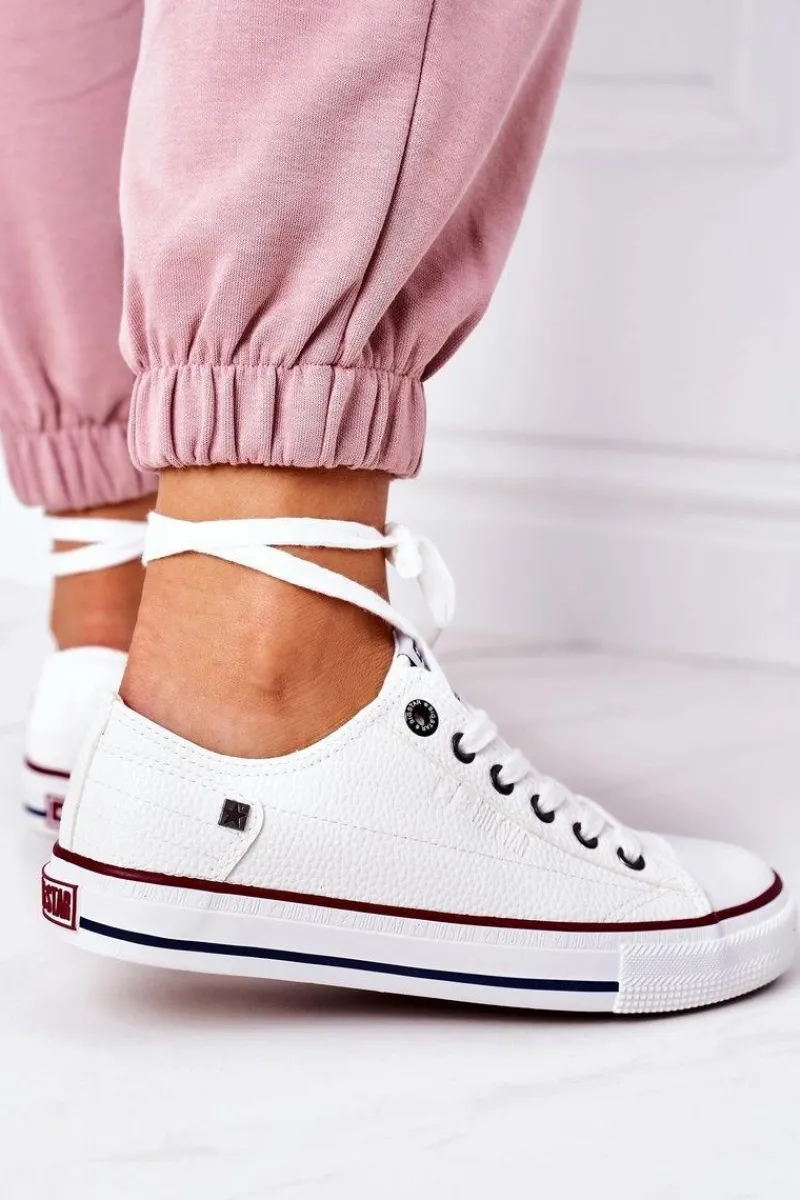 Trampki Damskie Big Star|Trampki Damskie Niskie>Big Star Shoes Damskie Skórzane Trampki BIG STAR II274001 Białe