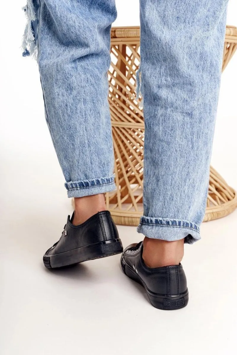 Trampki Damskie Big Star|Trampki Damskie Niskie>Big Star Shoes Damskie Skórzane Trampki Big Star Czarne V274871 Czarny