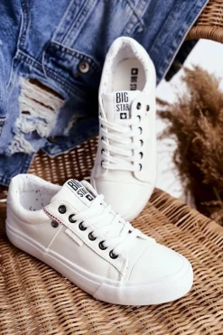 Hot Damskie Skórzane Trampki Big Star GG274060 Białe Damskie Trampki Damskie Big Star|Trampki Damskie Niskie
