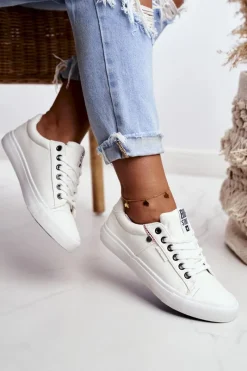 Hot Damskie Skórzane Trampki Big Star GG274060 Białe Damskie Trampki Damskie Big Star|Trampki Damskie Niskie