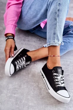 Trampki Damskie Niskie|Trampki Damskie Big Star></noscript>Big Star Shoes Damskie Skórzane Trampki Big Star KK274096 Czarne