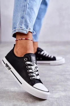 Trampki Damskie Niskie|Trampki Damskie Big Star></noscript>Big Star Shoes Damskie Skórzane Trampki Big Star KK274096 Czarne