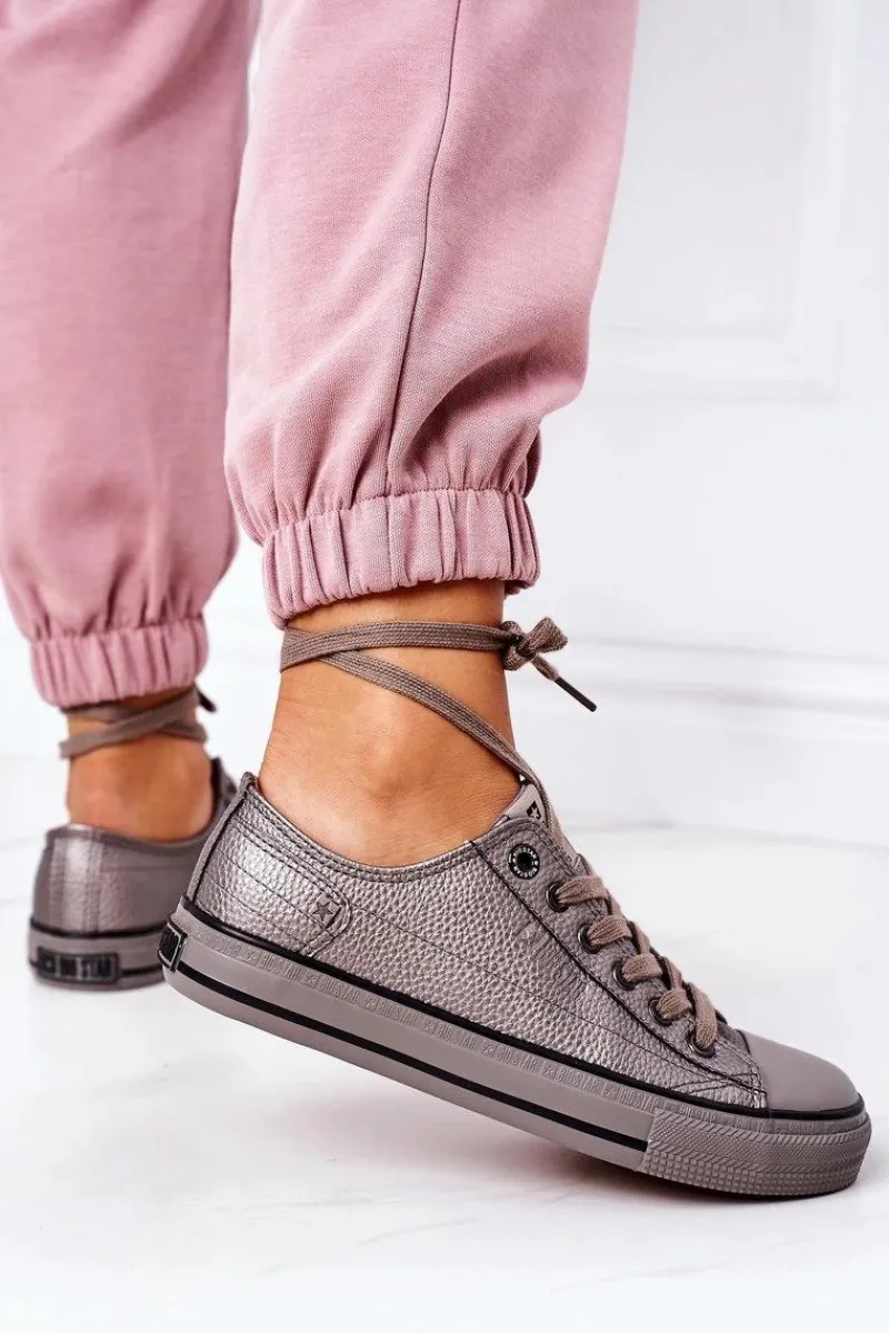 Clearance Damskie Skórzane Trampki BIG STAR II274003 Grafitowe Damskie Trampki Damskie Big Star|Trampki Damskie Niskie