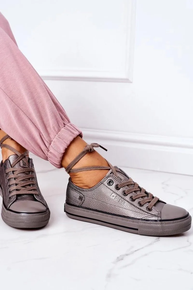 Clearance Damskie Skórzane Trampki BIG STAR II274003 Grafitowe Damskie Trampki Damskie Big Star|Trampki Damskie Niskie