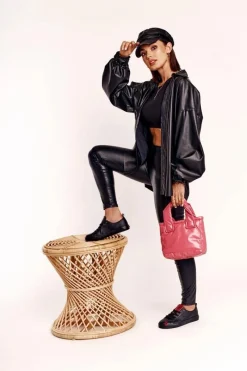 Damskie Skórzane Trampki BIG STAR EE274303 Czarne Damskie Trampki Damskie Big Star|Trampki Damskie Niskie