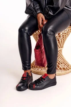 Damskie Skórzane Trampki BIG STAR EE274303 Czarne Damskie Trampki Damskie Big Star|Trampki Damskie Niskie