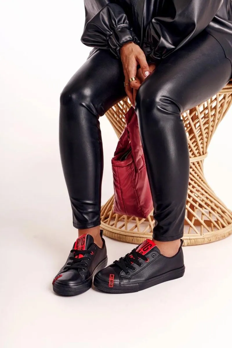 Damskie Skórzane Trampki BIG STAR EE274303 Czarne Damskie Trampki Damskie Big Star|Trampki Damskie Niskie