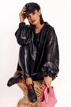 Damskie Skórzane Trampki BIG STAR EE274303 Czarne Damskie Trampki Damskie Big Star|Trampki Damskie Niskie