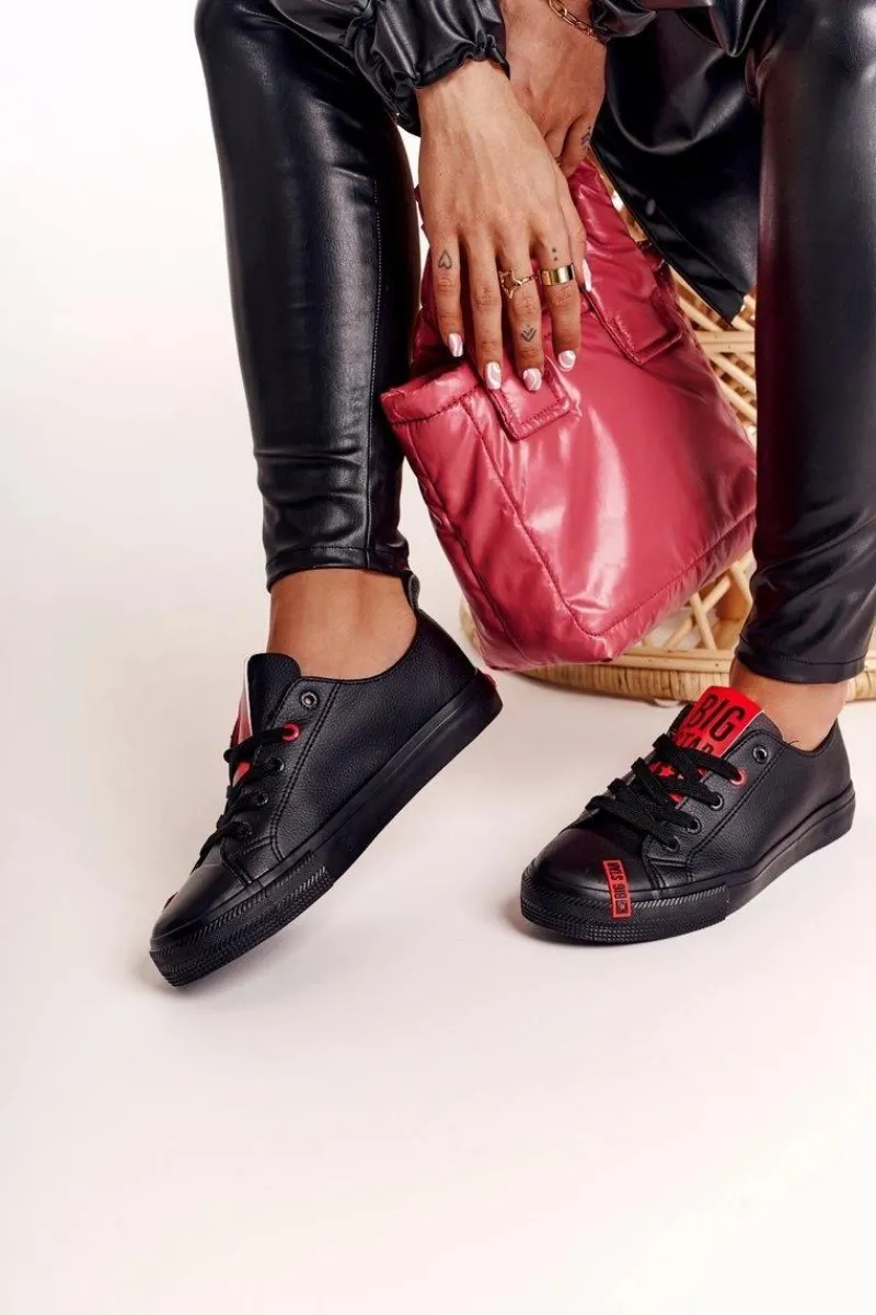 Damskie Skórzane Trampki BIG STAR EE274303 Czarne Damskie Trampki Damskie Big Star|Trampki Damskie Niskie