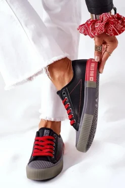 Discount Damskie Skórzane Trampki BIG STAR II274134 Czarne Damskie Trampki Damskie Big Star|Trampki Damskie Niskie