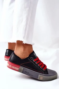 Discount Damskie Skórzane Trampki BIG STAR II274134 Czarne Damskie Trampki Damskie Big Star|Trampki Damskie Niskie