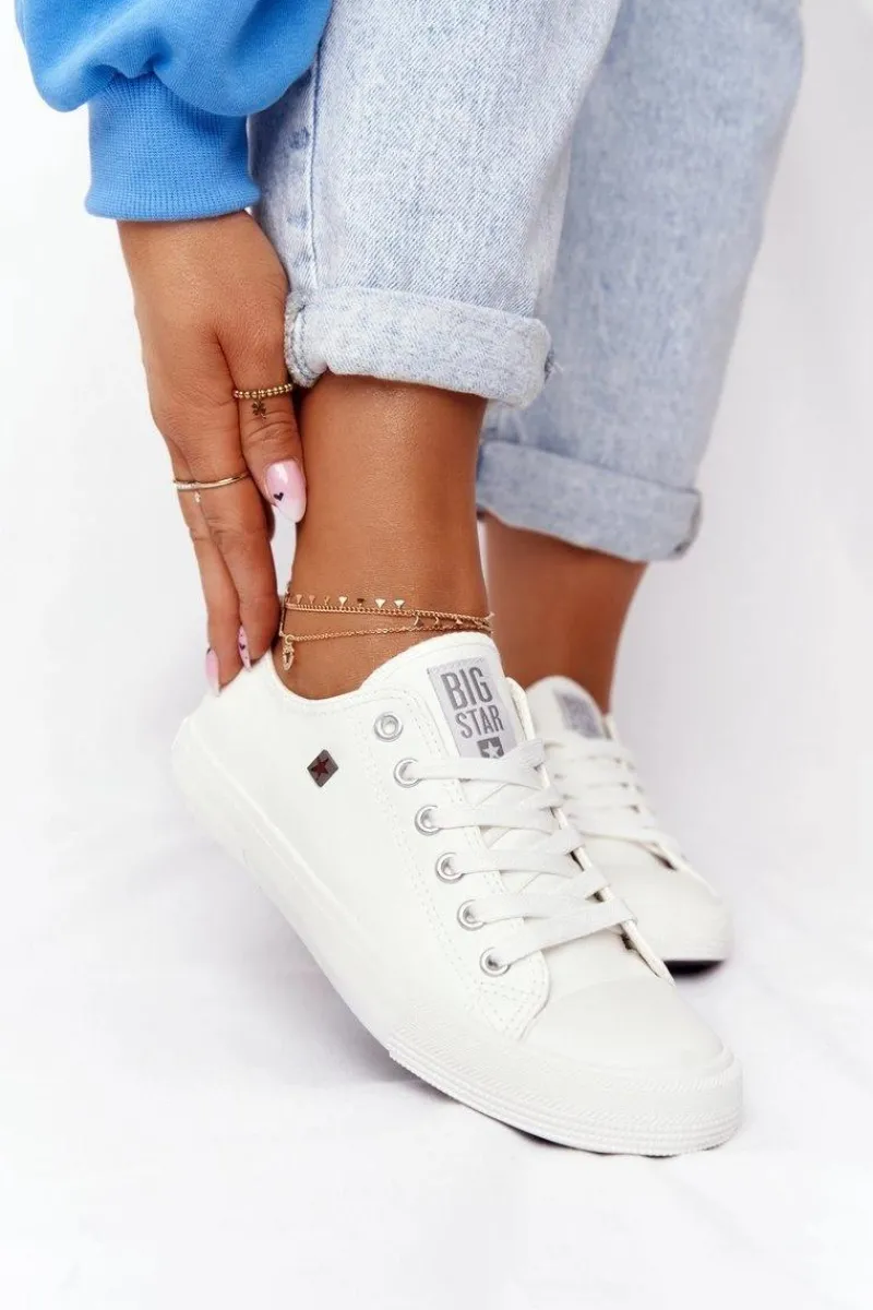 Trampki Damskie Big Star|Trampki Damskie Niskie>Big Star Shoes Damskie Skórzane Trampki Big Star Białe V274869 Biały