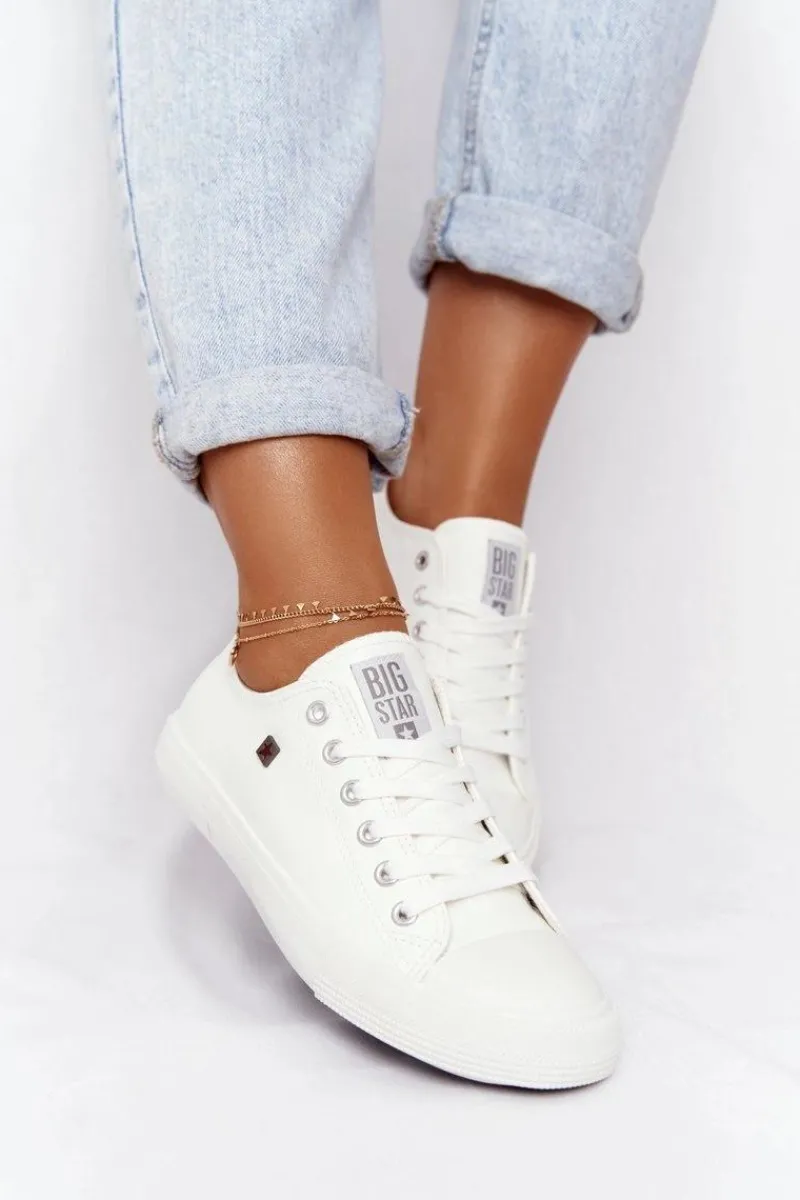 Trampki Damskie Big Star|Trampki Damskie Niskie>Big Star Shoes Damskie Skórzane Trampki Big Star Białe V274869 Biały