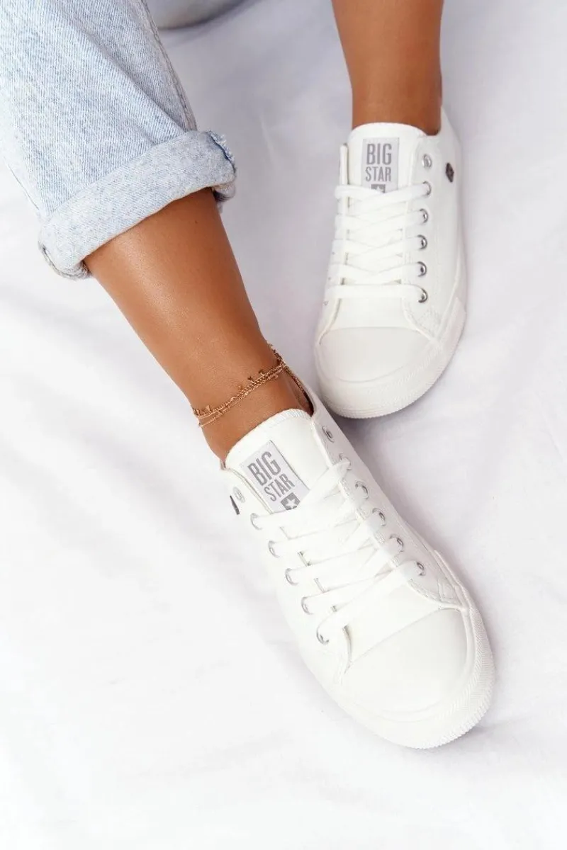 Trampki Damskie Big Star|Trampki Damskie Niskie>Big Star Shoes Damskie Skórzane Trampki Big Star Białe V274869 Biały