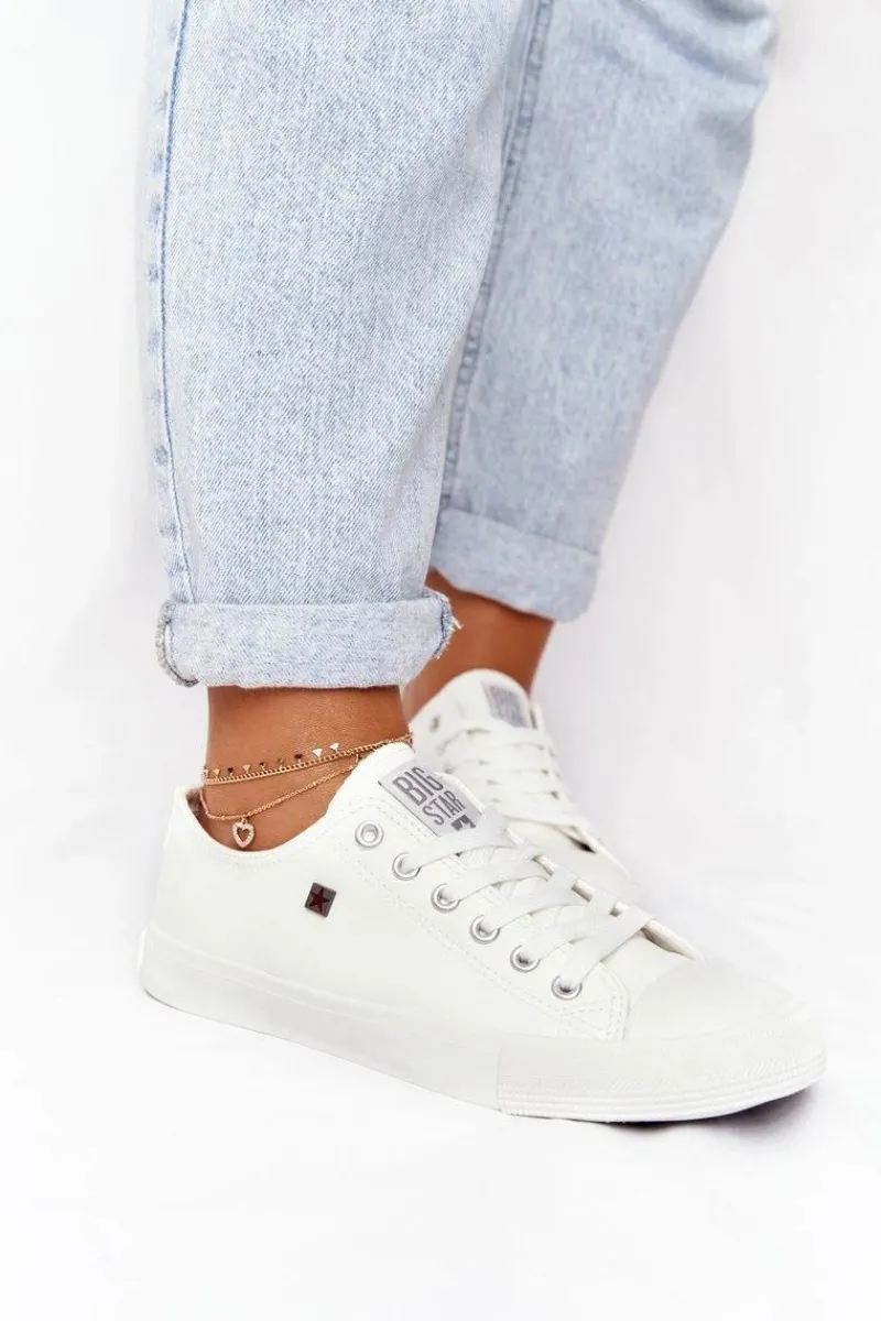 Trampki Damskie Big Star|Trampki Damskie Niskie>Big Star Shoes Damskie Skórzane Trampki Big Star Białe V274869 Biały