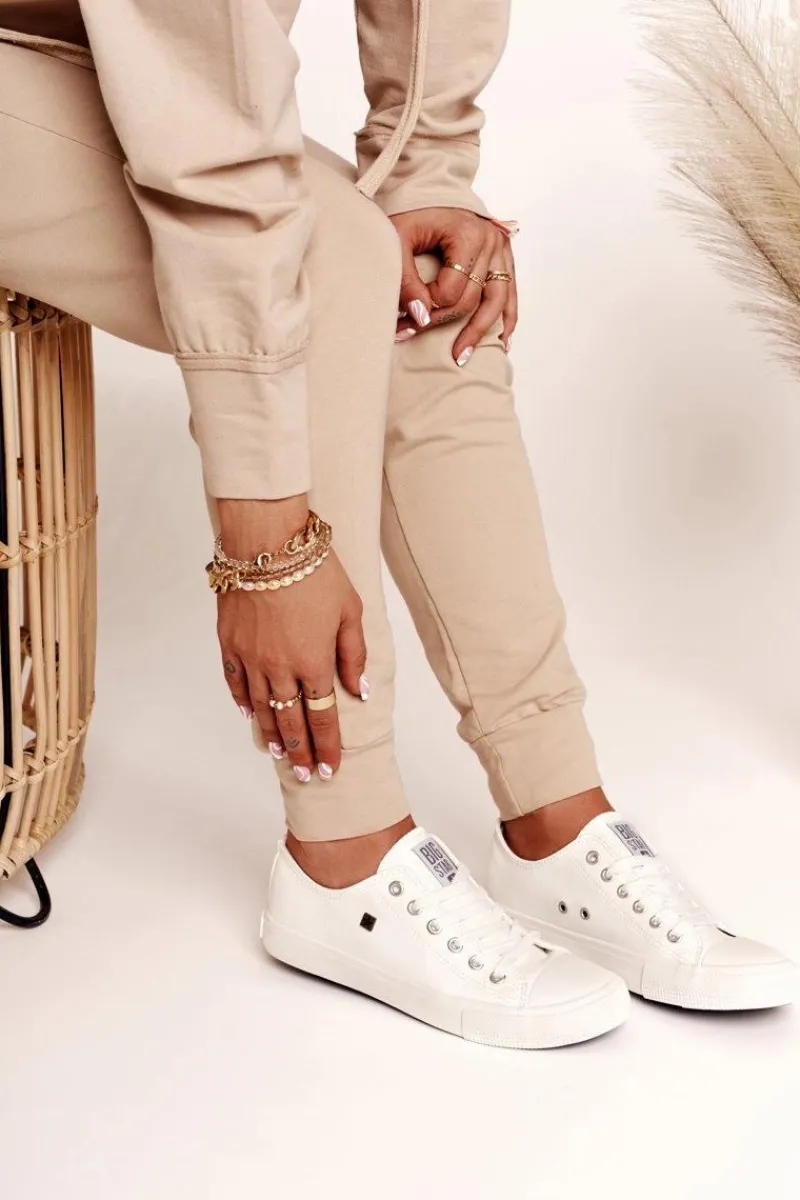 Trampki Damskie Big Star|Trampki Damskie Niskie>Big Star Shoes Damskie Skórzane Trampki Big Star Białe V274869 Biały