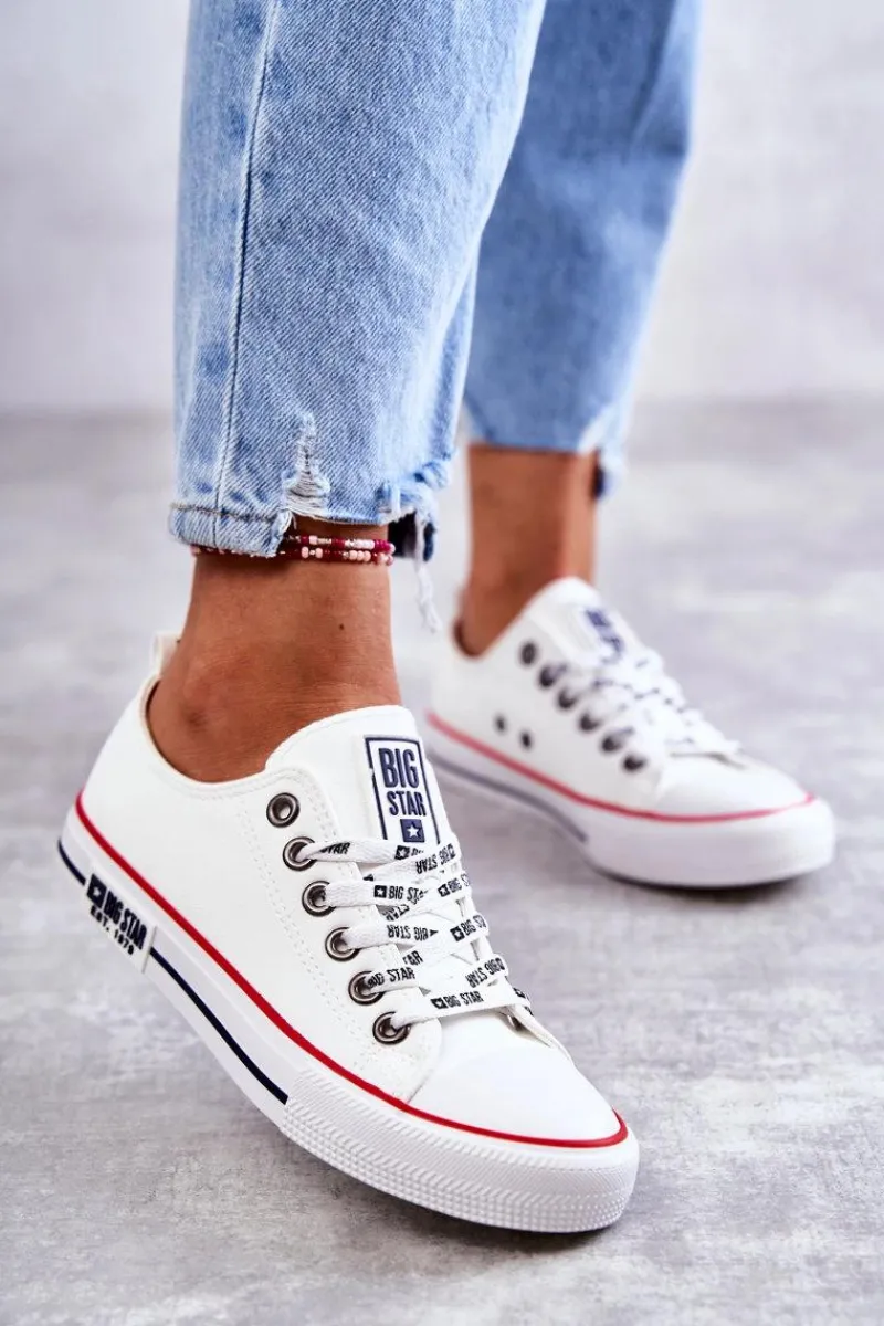 Damskie Skórzane Trampki Big Star KK274095 Białe Damskie Trampki Damskie Big Star|Trampki Damskie Niskie