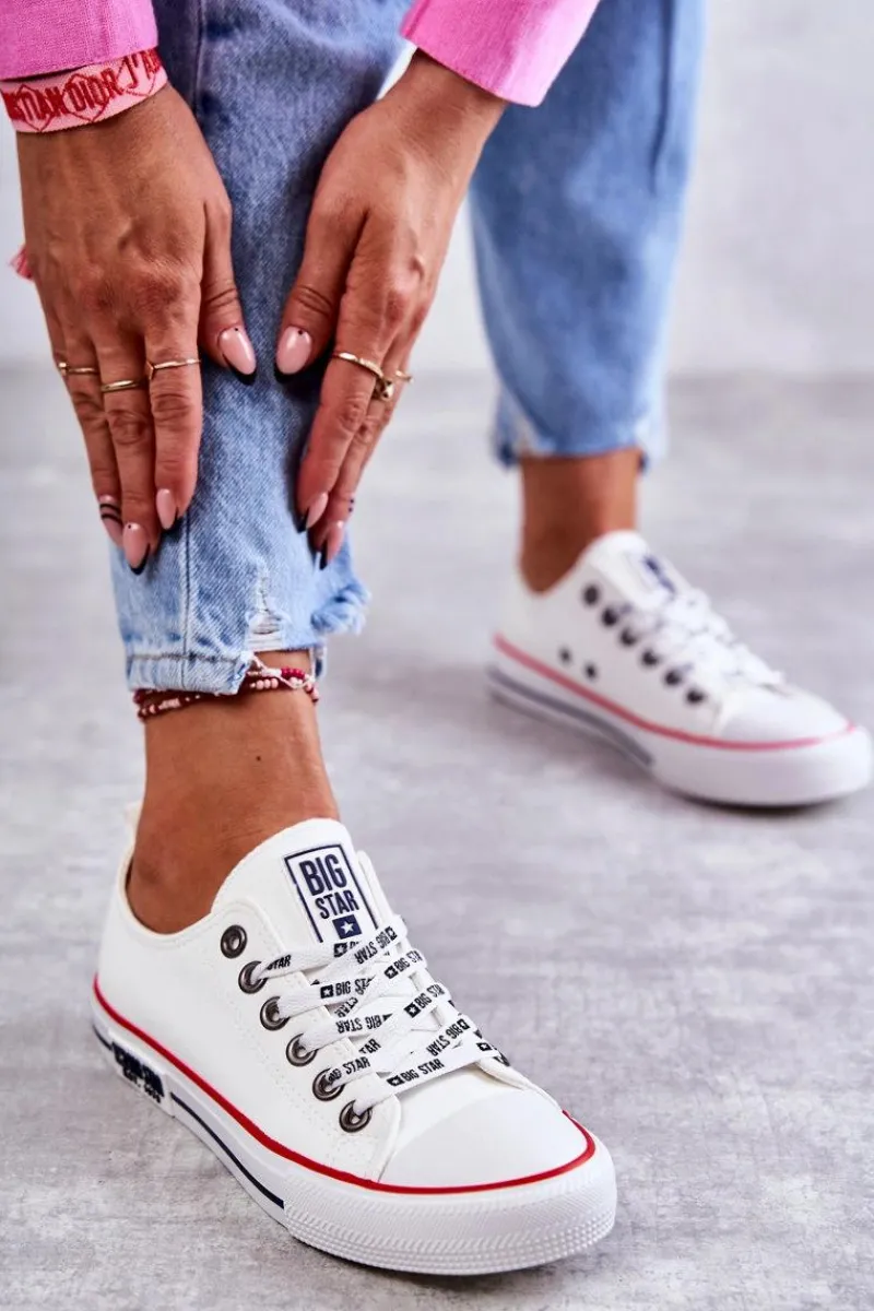 Damskie Skórzane Trampki Big Star KK274095 Białe Damskie Trampki Damskie Big Star|Trampki Damskie Niskie