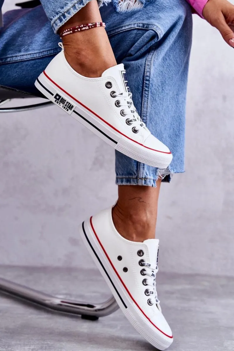 Damskie Skórzane Trampki Big Star KK274095 Białe Damskie Trampki Damskie Big Star|Trampki Damskie Niskie