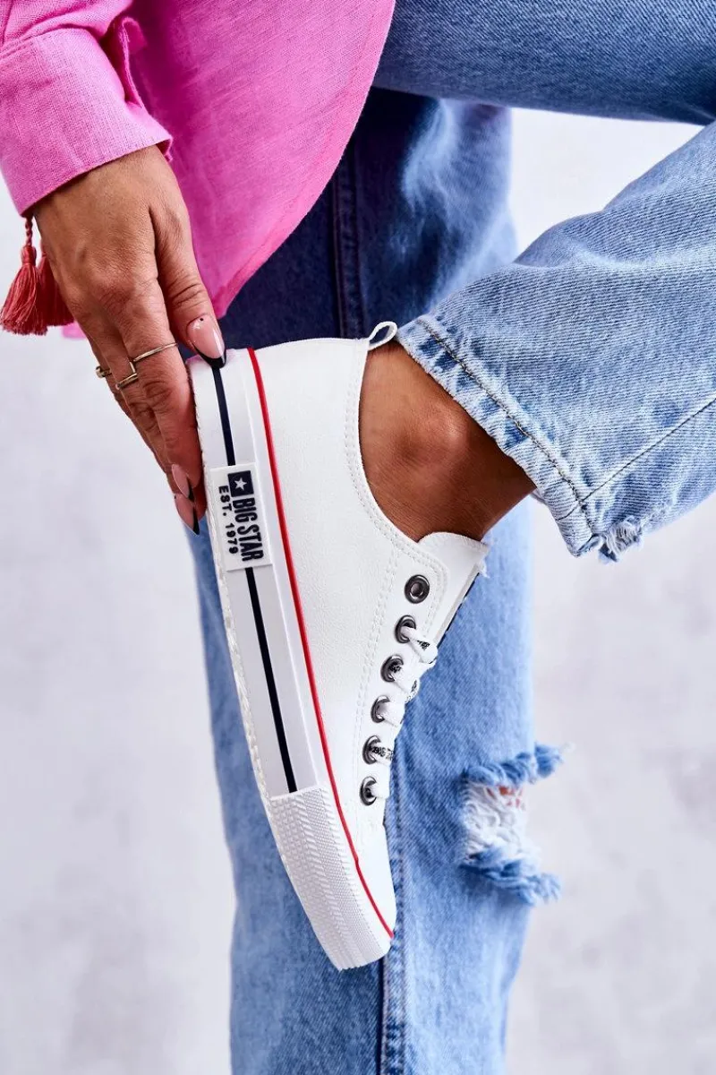 Damskie Skórzane Trampki Big Star KK274095 Białe Damskie Trampki Damskie Big Star|Trampki Damskie Niskie