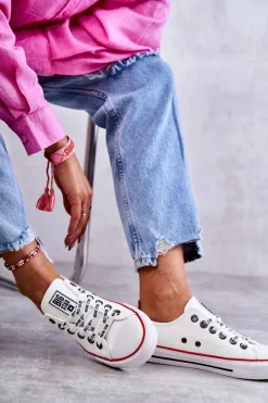 Damskie Skórzane Trampki Big Star KK274095 Białe Damskie Trampki Damskie Big Star|Trampki Damskie Niskie