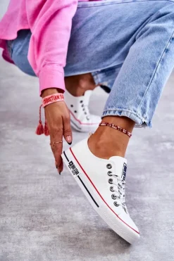 Damskie Skórzane Trampki Big Star KK274095 Białe Damskie Trampki Damskie Big Star|Trampki Damskie Niskie