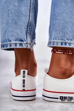 Damskie Skórzane Trampki Big Star KK274095 Białe Damskie Trampki Damskie Big Star|Trampki Damskie Niskie