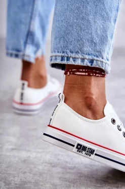 Damskie Skórzane Trampki Big Star KK274095 Białe Damskie Trampki Damskie Big Star|Trampki Damskie Niskie