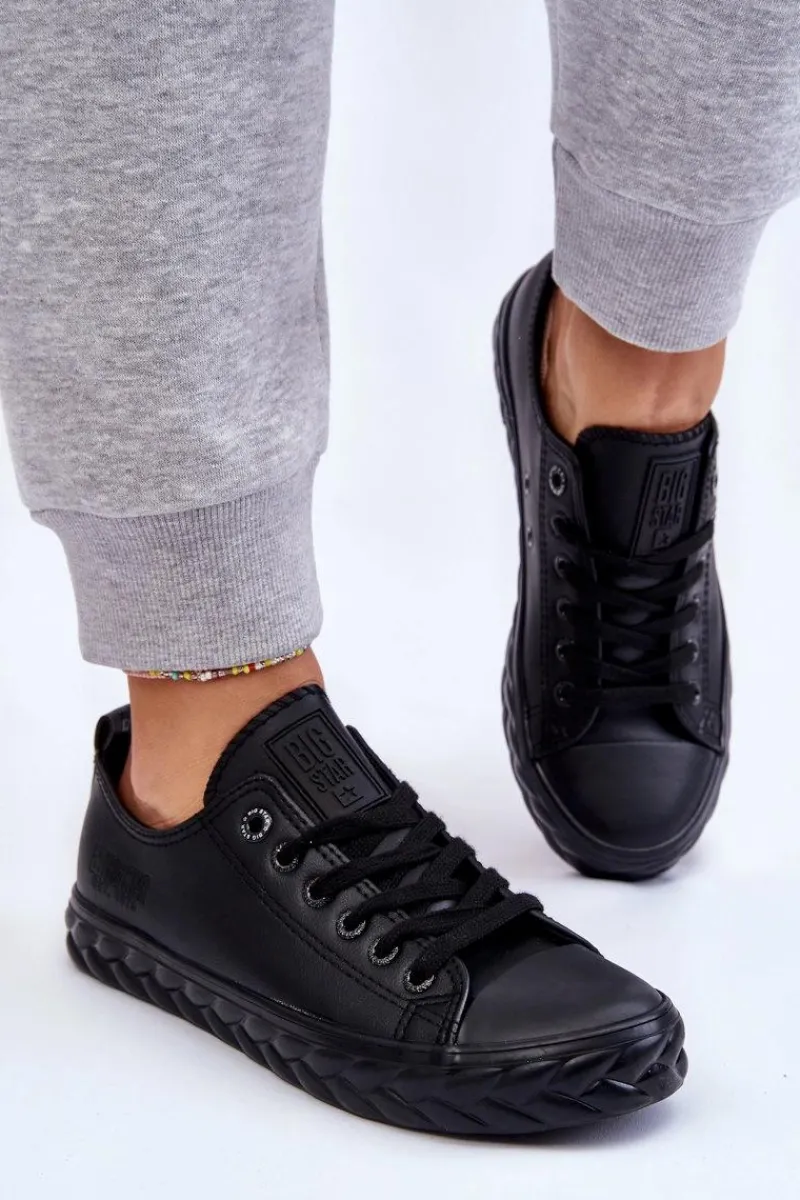 Trampki Damskie Big Star|Trampki Damskie Niskie>Big Star Shoes Damskie Skórzane Trampki Big Star LL274402 Czarne