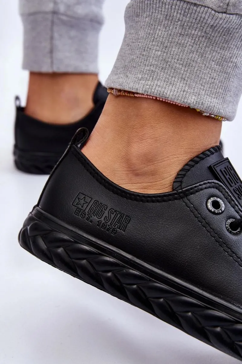 Trampki Damskie Big Star|Trampki Damskie Niskie>Big Star Shoes Damskie Skórzane Trampki Big Star LL274402 Czarne