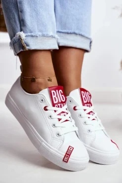 Online Damskie Skórzane Trampki BIG STAR EE274302 Białe Damskie Trampki Damskie Big Star|Trampki Damskie Niskie