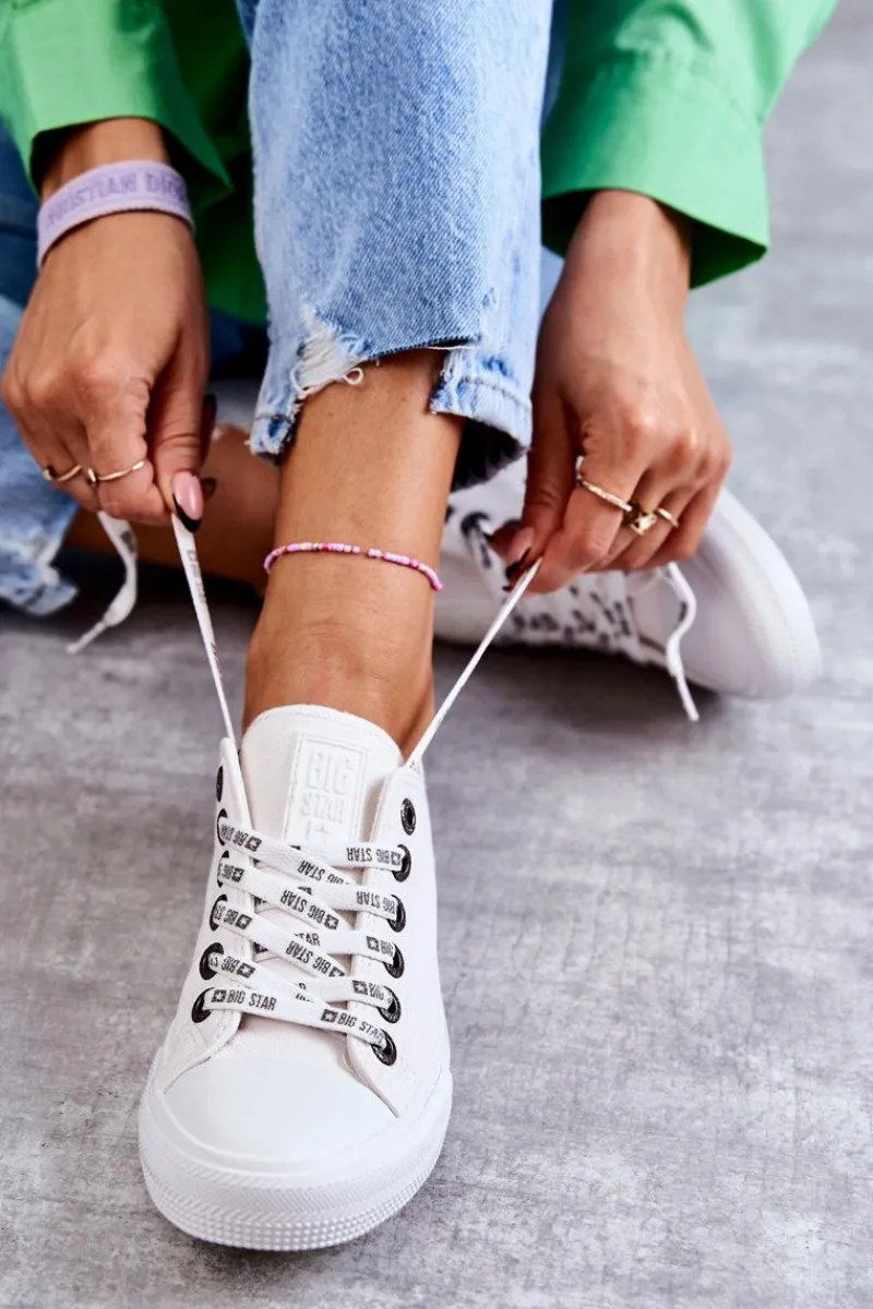 Trampki Damskie Big Star|Trampki Damskie Niskie>Big Star Shoes Damskie Skórzane Trampki Big Star KK274105 Białe