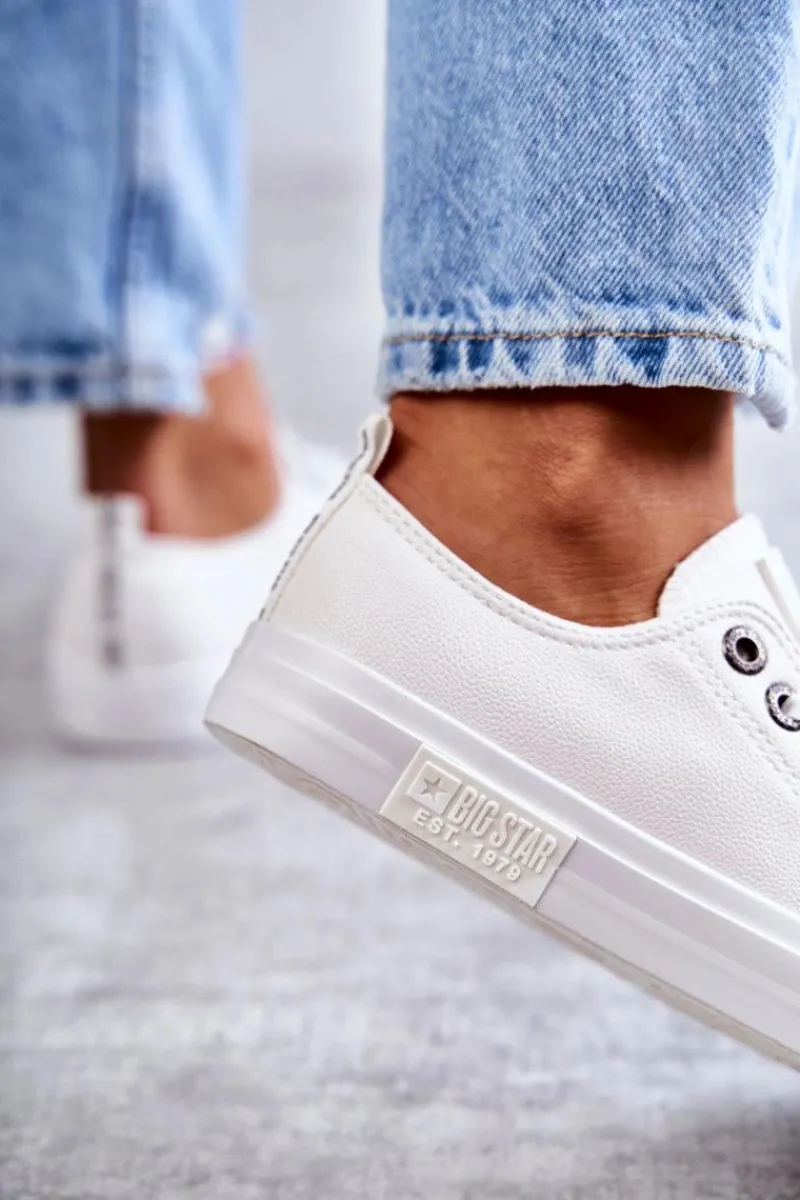 Trampki Damskie Big Star|Trampki Damskie Niskie>Big Star Shoes Damskie Skórzane Trampki Big Star KK274105 Białe