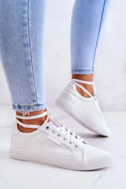 Trampki Damskie Cross Jeans|Trampki Damskie Niskie>Cross Jeans Damskie Skórzane Trampki JJ2R4043C Białe