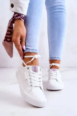 Trampki Damskie Cross Jeans|Trampki Damskie Niskie></noscript>Cross Jeans Damskie Skórzane Trampki JJ2R4043C Białe